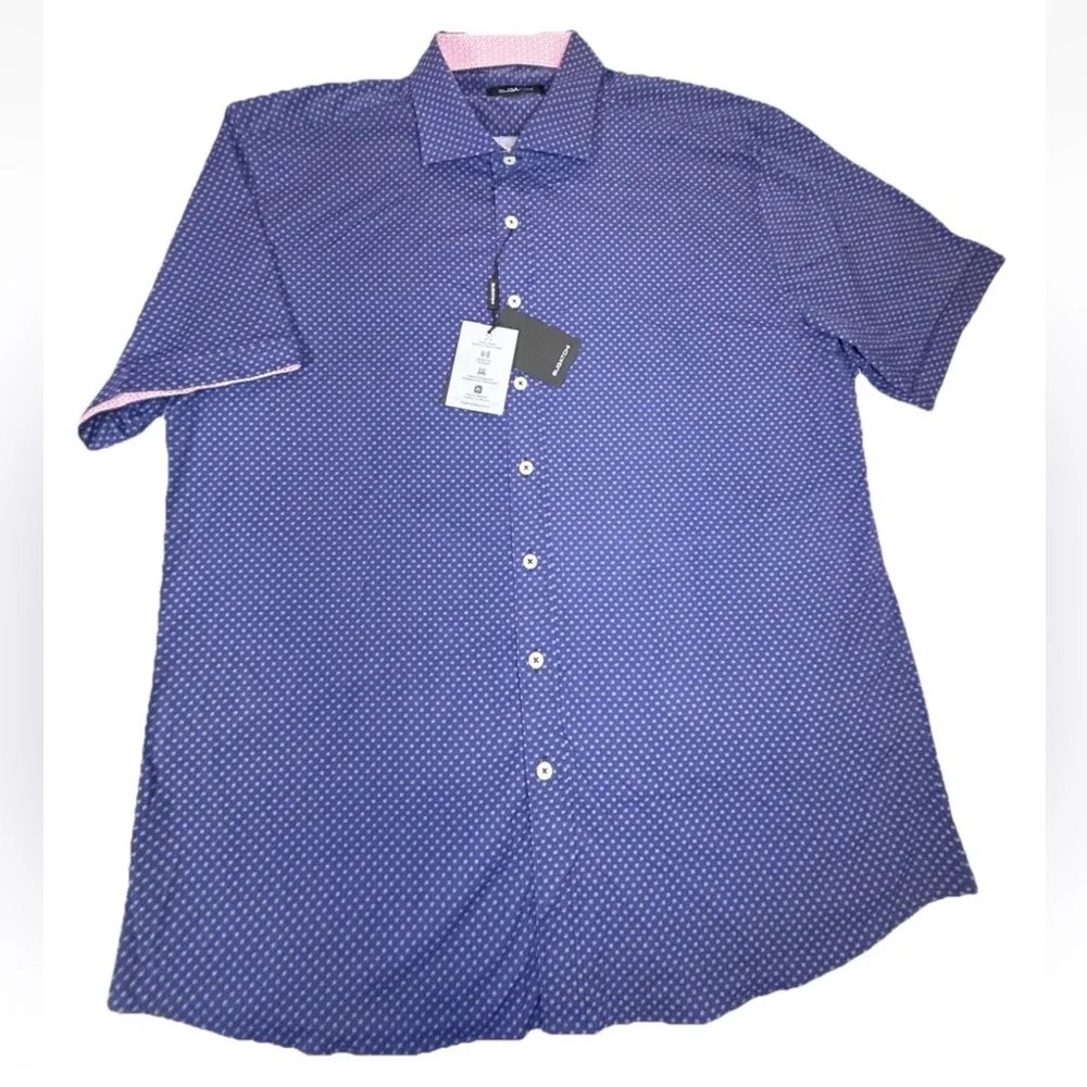 Bugatchi Button Up Shirt Shaped Fit Men’s Xxl Blue Geometric Print - Picture 2 of 9